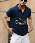 Navy Enrich Knitted Polo T-Shirt 100% Cotton
