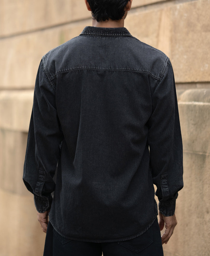 Charcoal Washed Denim Shirt 100% Cotton