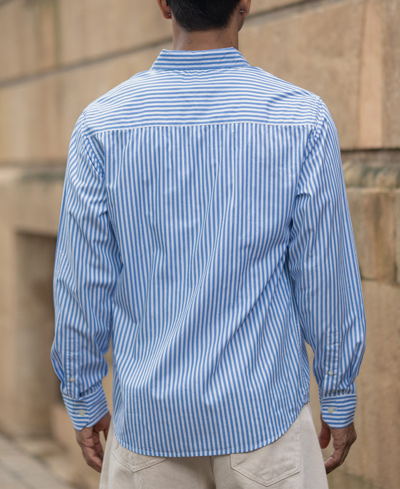 Blue Striped Buttondown Shirt 100% Cotton