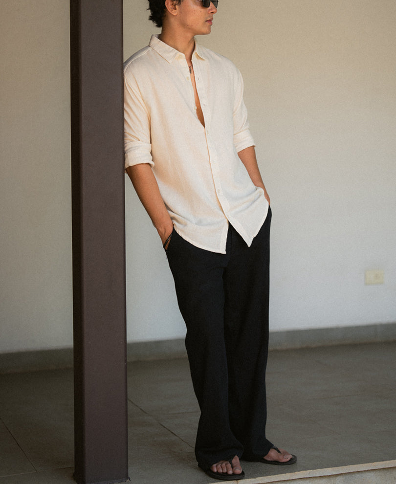 Off White Linen Blend Shirt