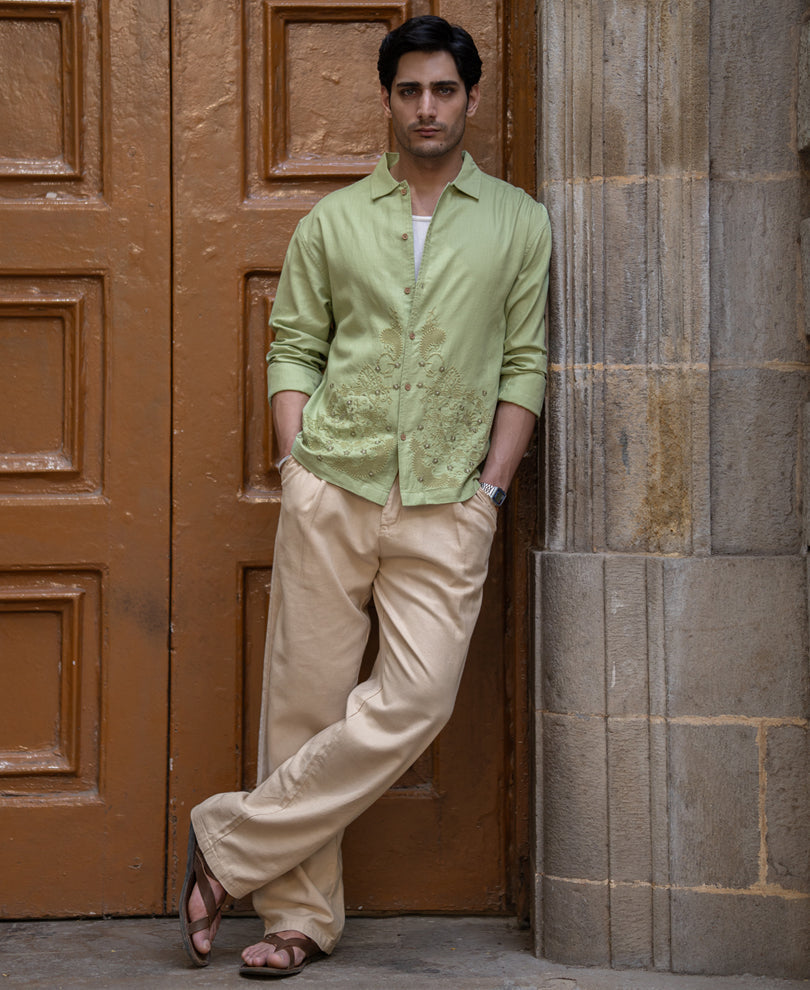 Mint Embroidered Shirt 100% Cotton