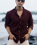 Wine Corduroy Buttondown Shirt 100% Cotton