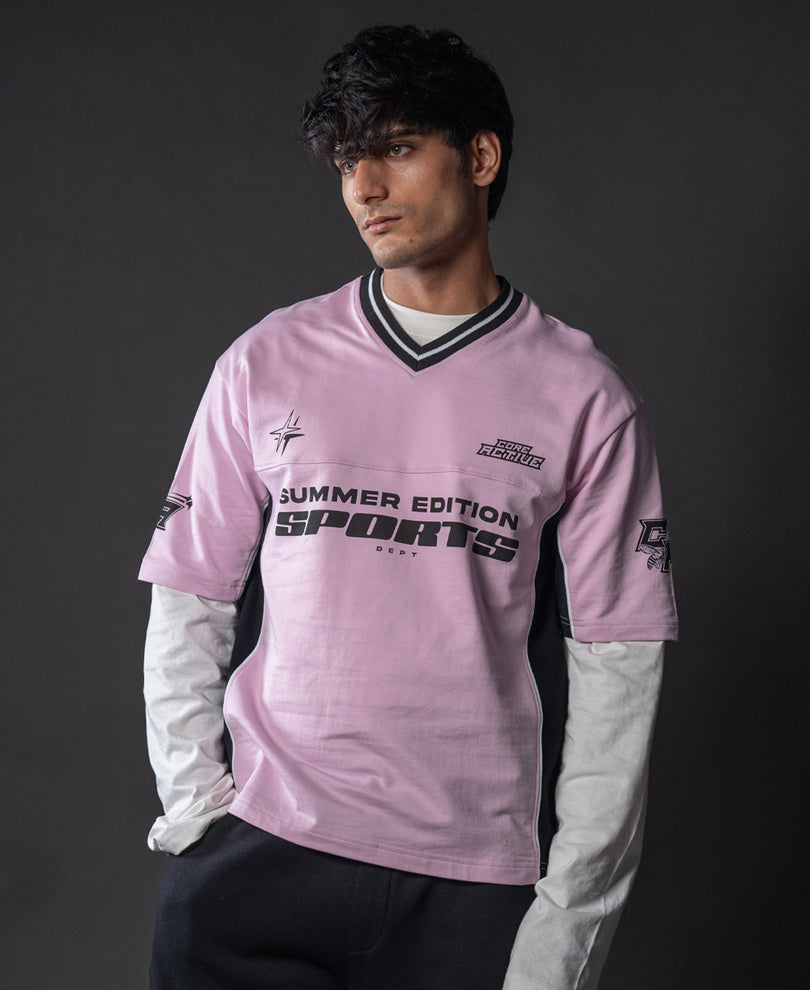 Light Pink Panelled Sport T-Shirt