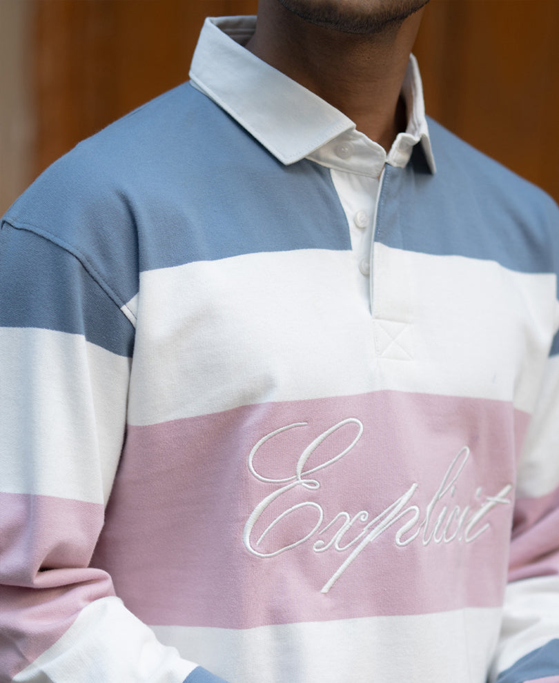 Multicolour Stripe Embroidered T-Shirt 100% Cotton