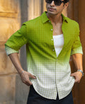 Lime Green Ombre Checks Shirt 100% Cotton