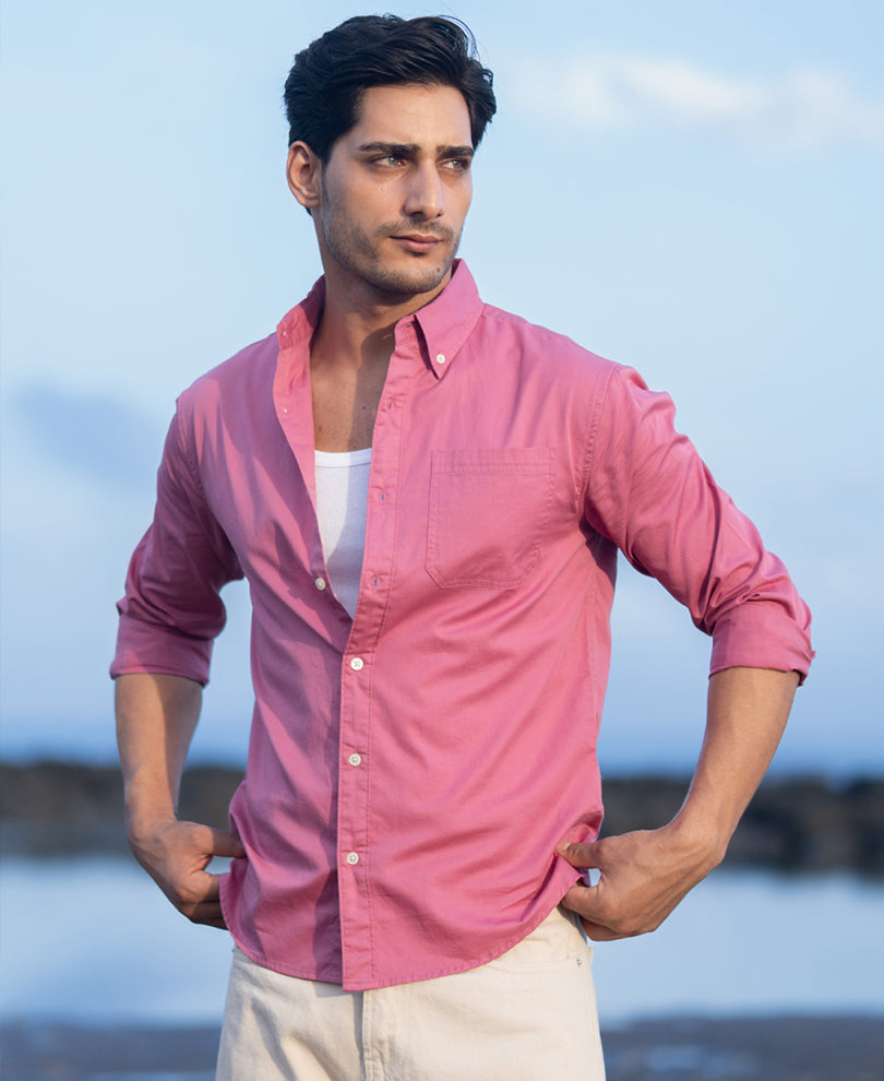 Rogue Pink Structured Buttondown Shirt 100% Cotton