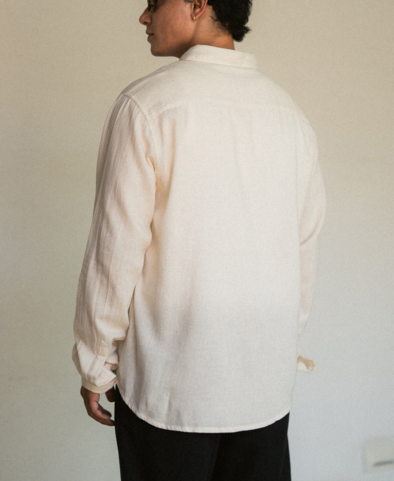 Off White Linen Blend Shirt