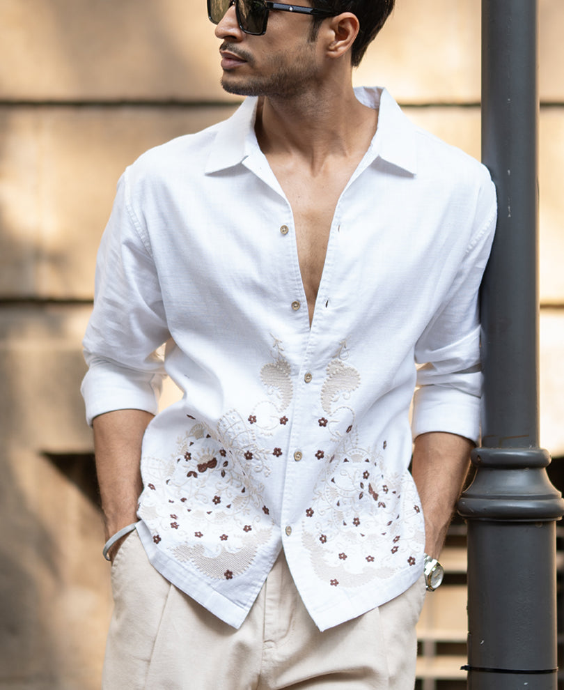 Shirt Oversized Fit Full Sleeve With Collar 100% Cotton