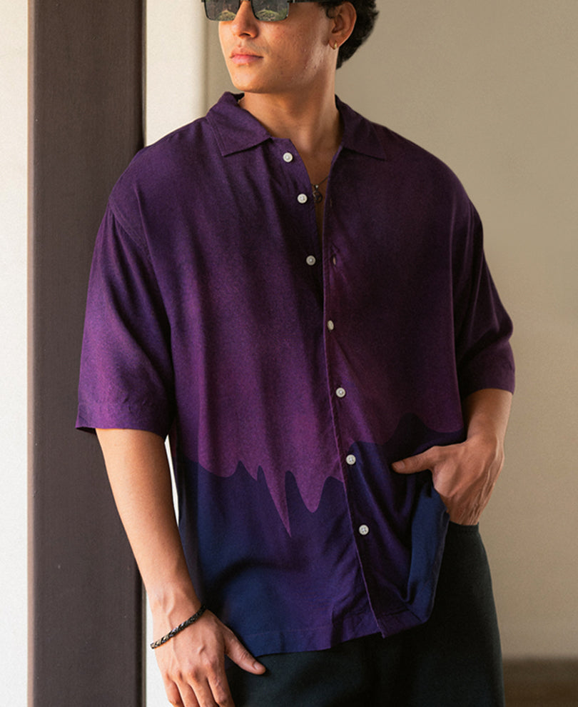 Purple Abstract Print Shirt