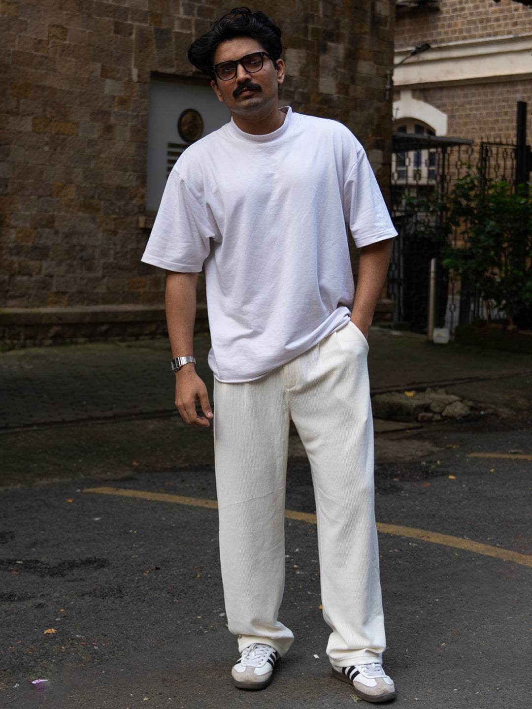 Cream Knitted Gurkha Pant