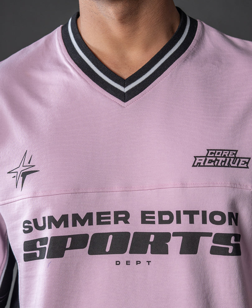 Light Pink Panelled Sport T-Shirt