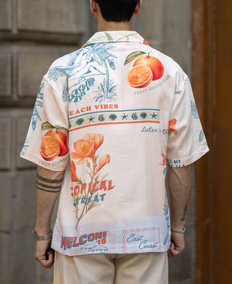 Tropical Print Structured Shirt 100% Cotton