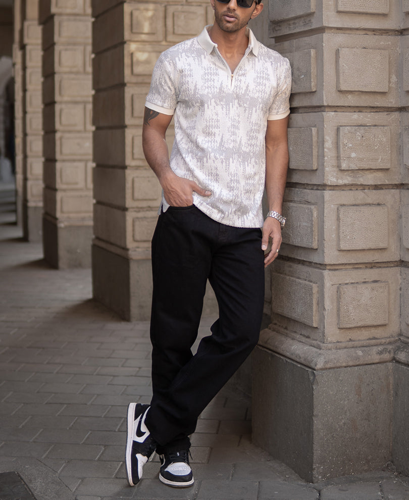 Grey Regular Fit Polo T-Shirt