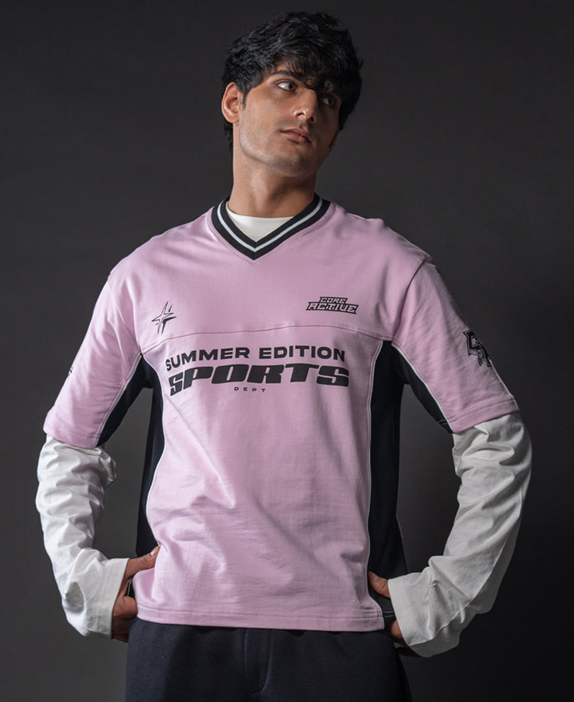 Light Pink Panelled Sport T-Shirt