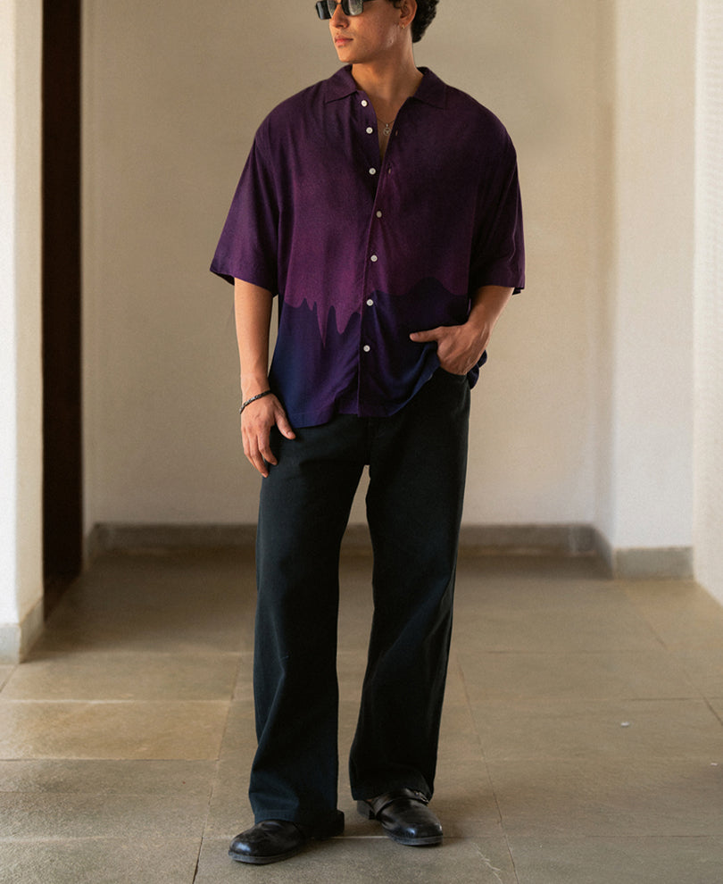 Purple Abstract Print Shirt