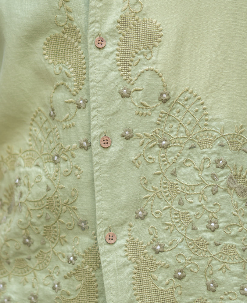Mint Embroidered Shirt 100% Cotton