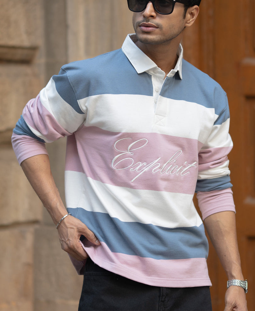 Multicolour Stripe Embroidered T-Shirt 100% Cotton