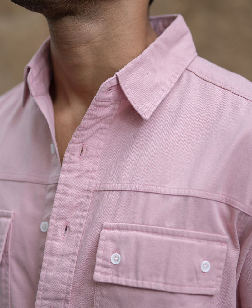 Dusty Pink Structured Overshirt 100% Cotton