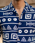 Navy Tribal Print Shirt 100% Cotton