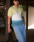 Yellow & Blue Ombre Knit T-Shirt 100% Cotton