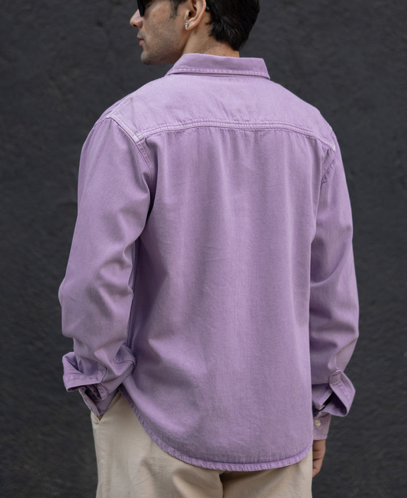 Lavender Overdyed Structured Shirt 100% Cotton