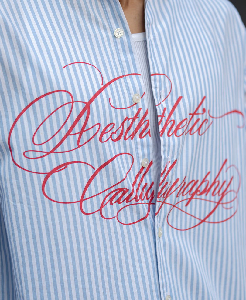 Blue Lightweight Printed Boxy Shirt 100% Cotton