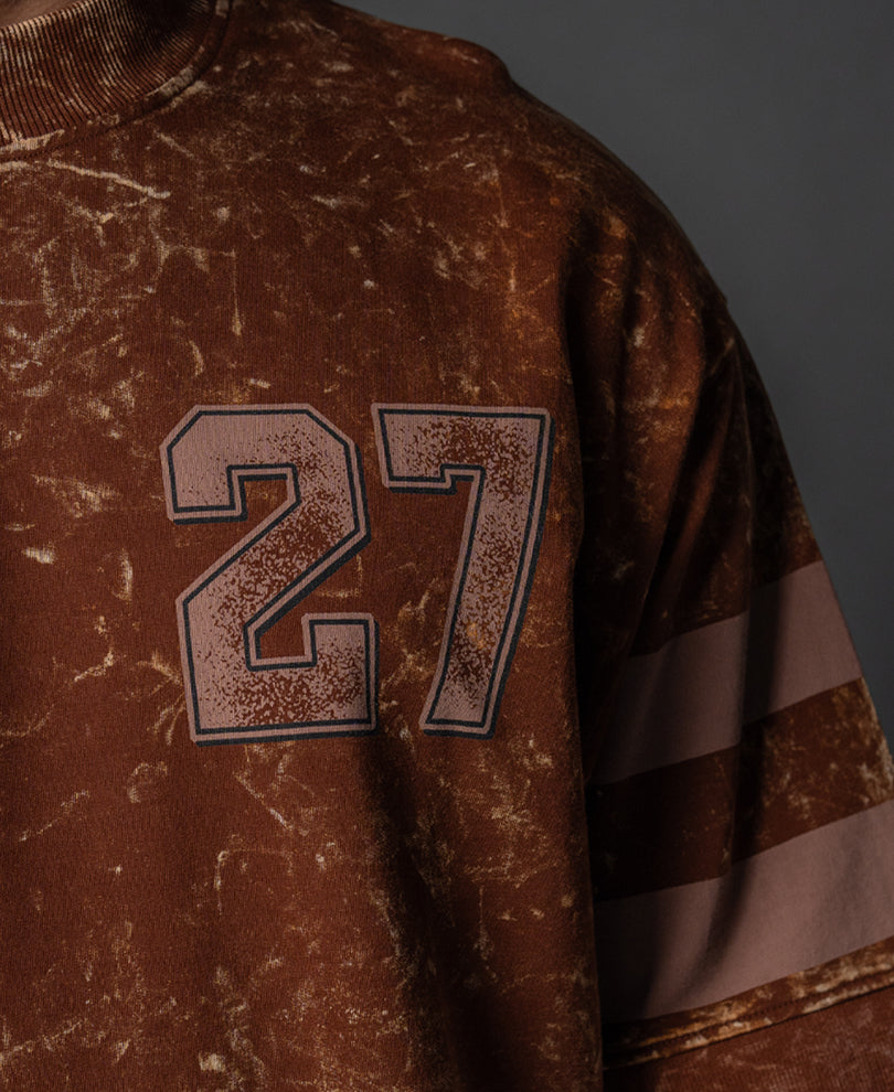 Brown Washed Graphic Oversized T-Shirt 100% Cotton