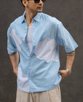 Sky Blue Cloud Applique Shirt 100% Cotton