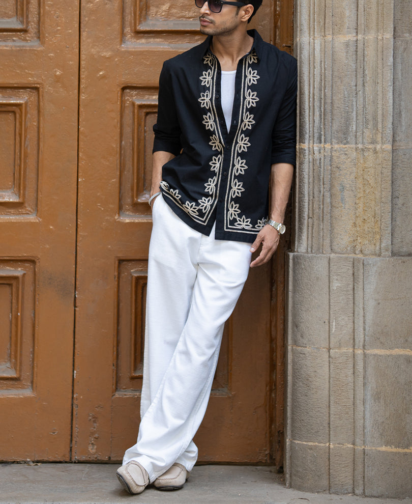 Black Lotus Embroidery Shirt