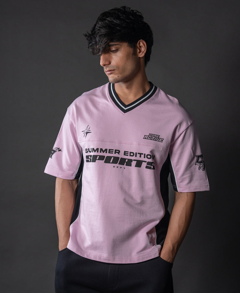 Light Pink Panelled Sport T-Shirt