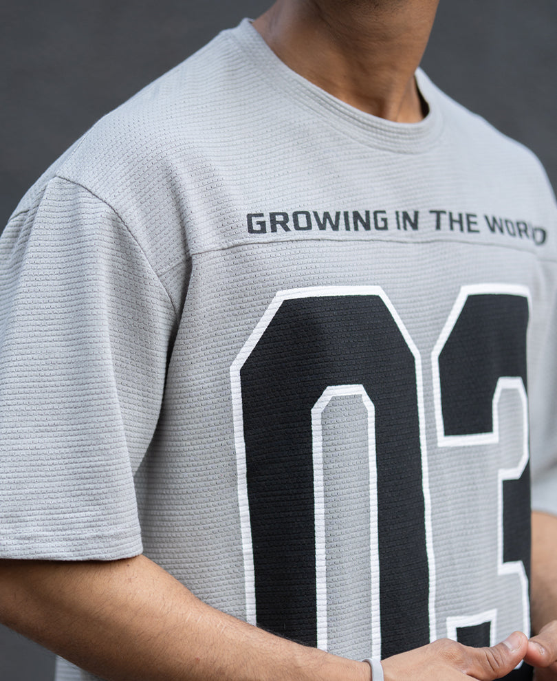 Grey Knit Jersey T-Shirt 100% Cotton