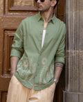 Green Embroidered Lightweight Shirt