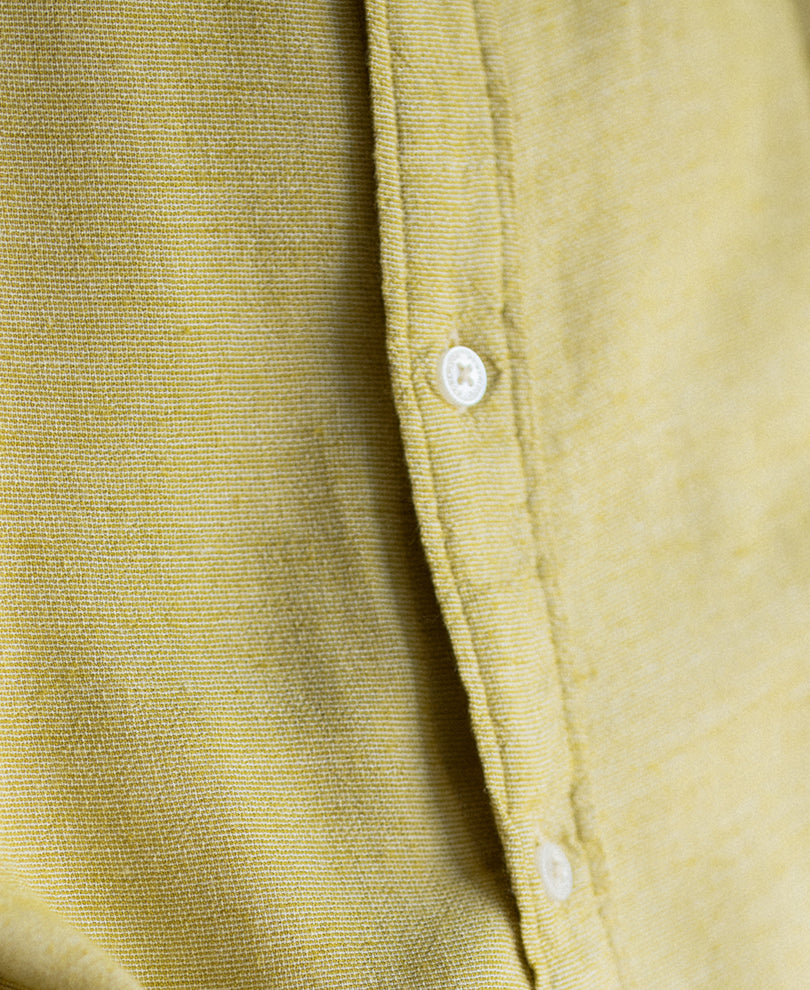 Yellow Linen Blend Structured Shirt
