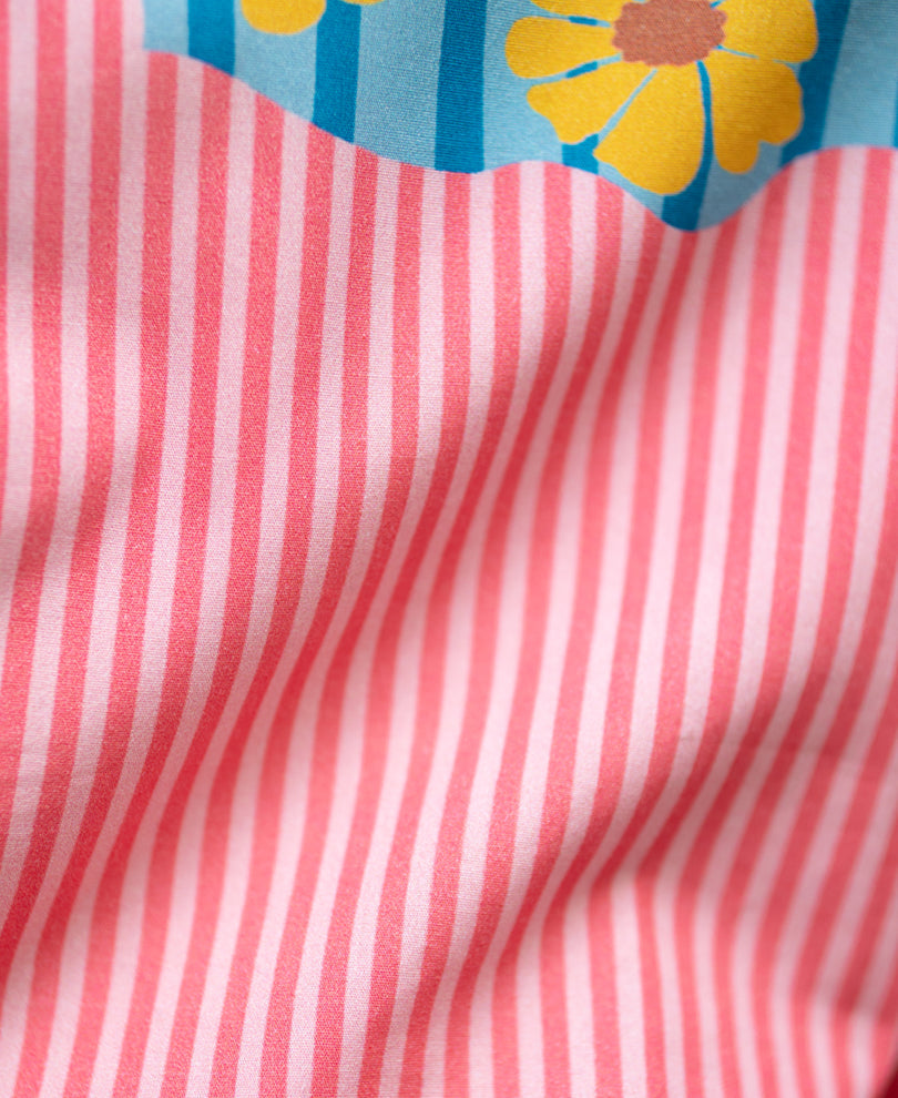 Pink Summer Print Stripe Shirt 100% Cotton