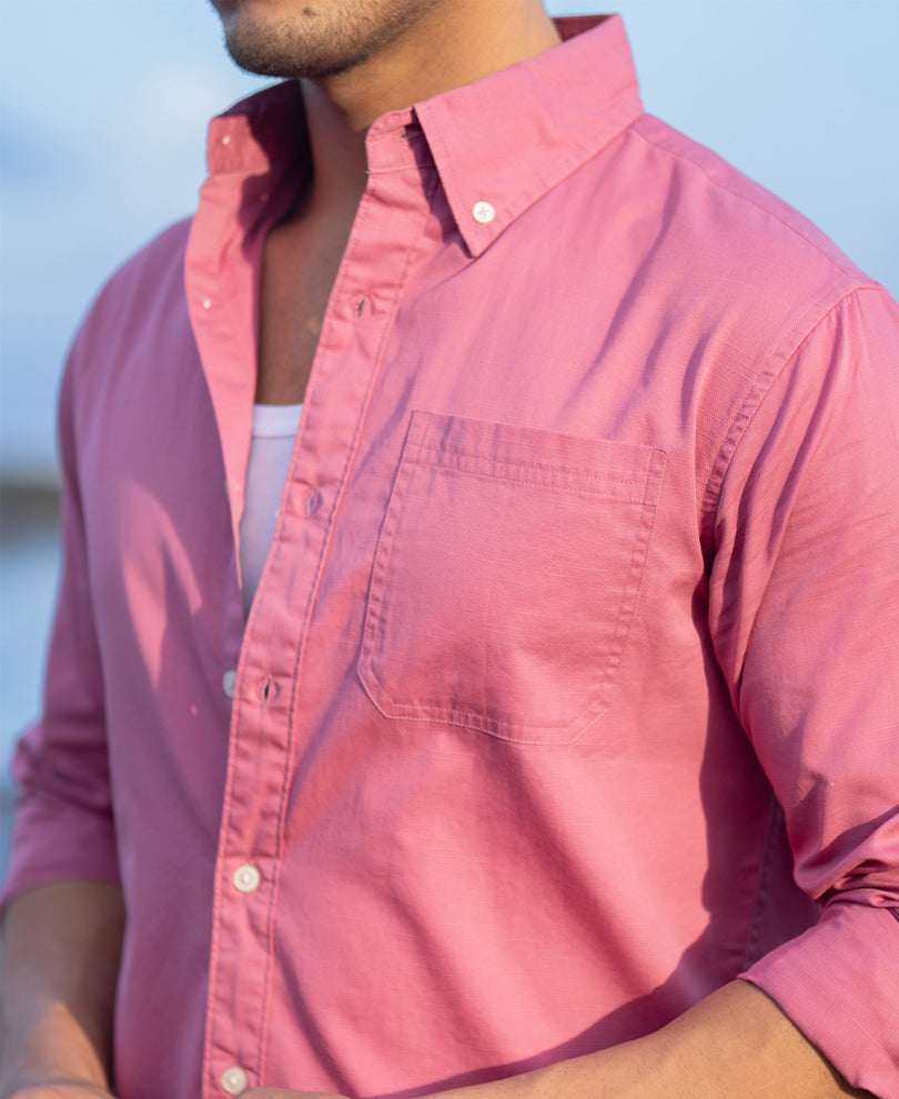 Rogue Pink Structured Buttondown Shirt 100% Cotton