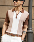 Beige & Brown Knit Stripe T-Shirt 100% Cotton