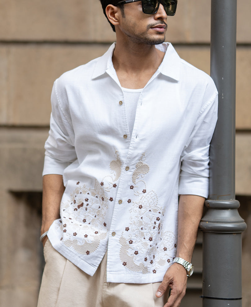 Shirt Oversized Fit Full Sleeve With Collar 100% Cotton