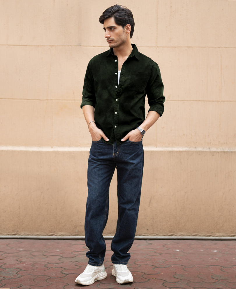 Dark Green Sprayed Shirt 100% Cotton