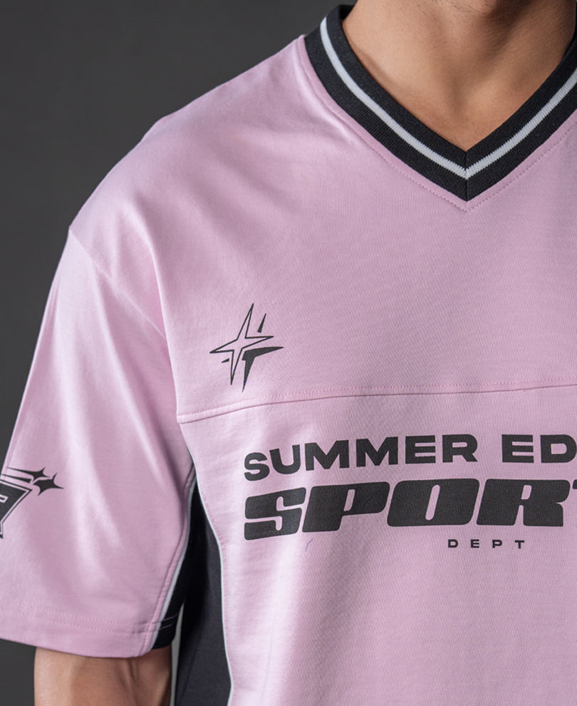 Light Pink Panelled Sport T-Shirt